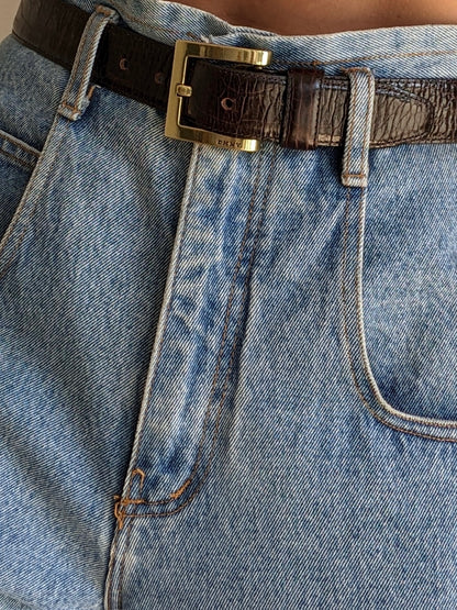 Vintage DKNY Espresso Embossed Leather Belt
