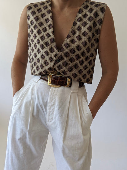 Vintage Printed Silk Vest