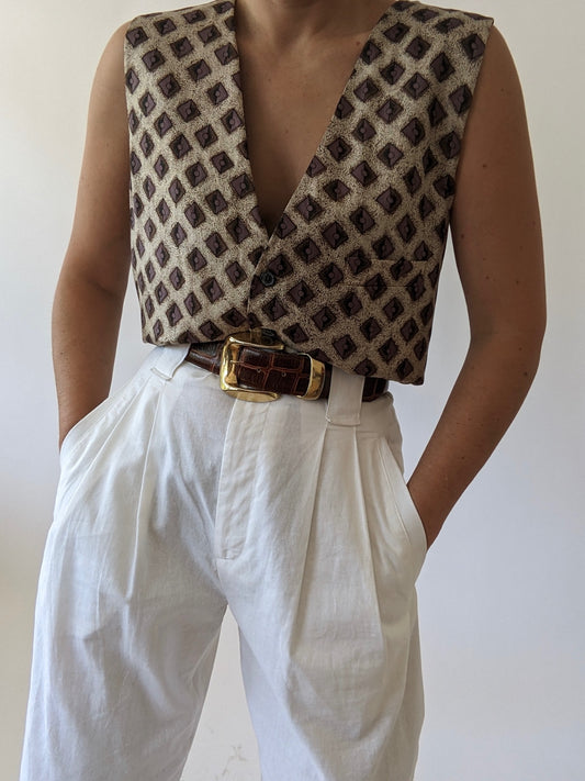 Vintage Printed Silk Vest