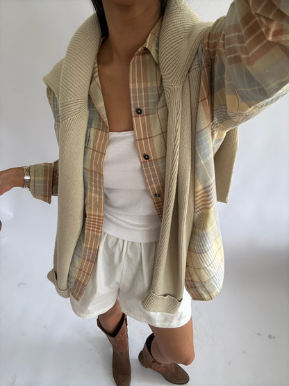 Vintage Faded Sage Plaid Shirt