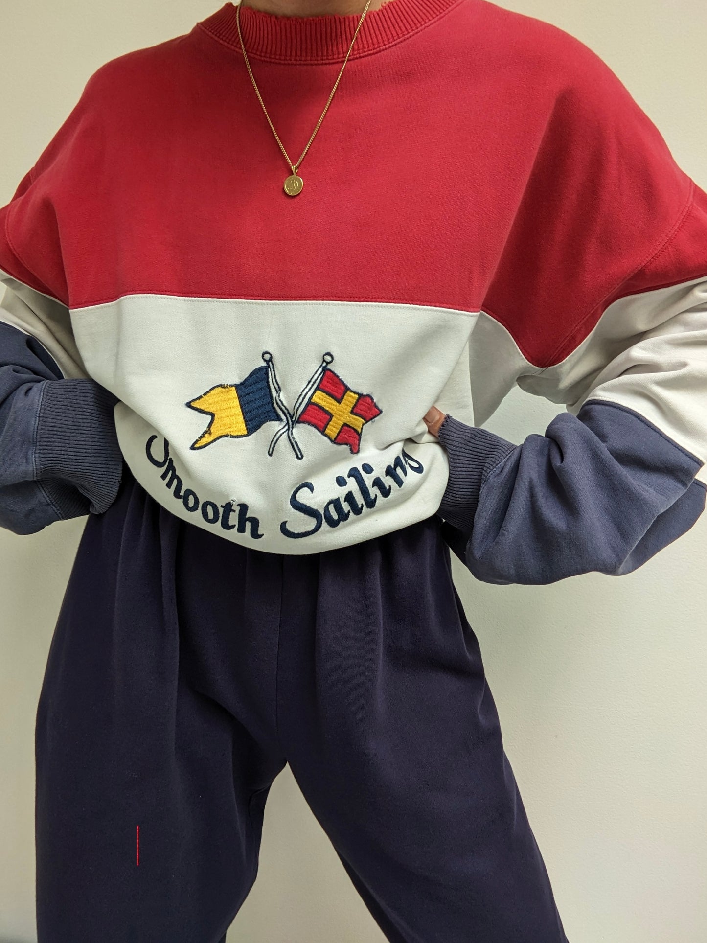 Vintage Embroidered "Smooth Sailing" Sweatshirt