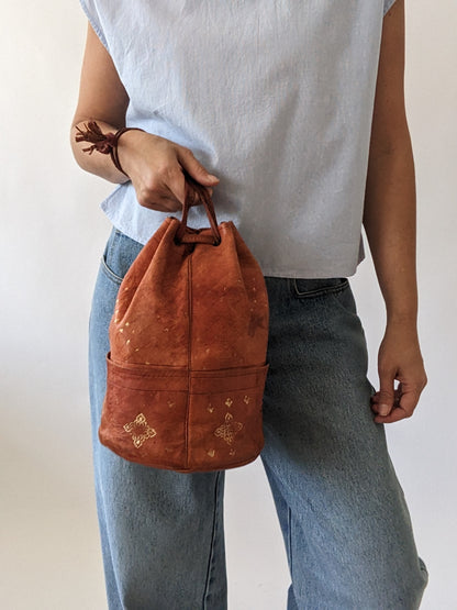 Amazing Vintage Handmade Leather Bucket Bag