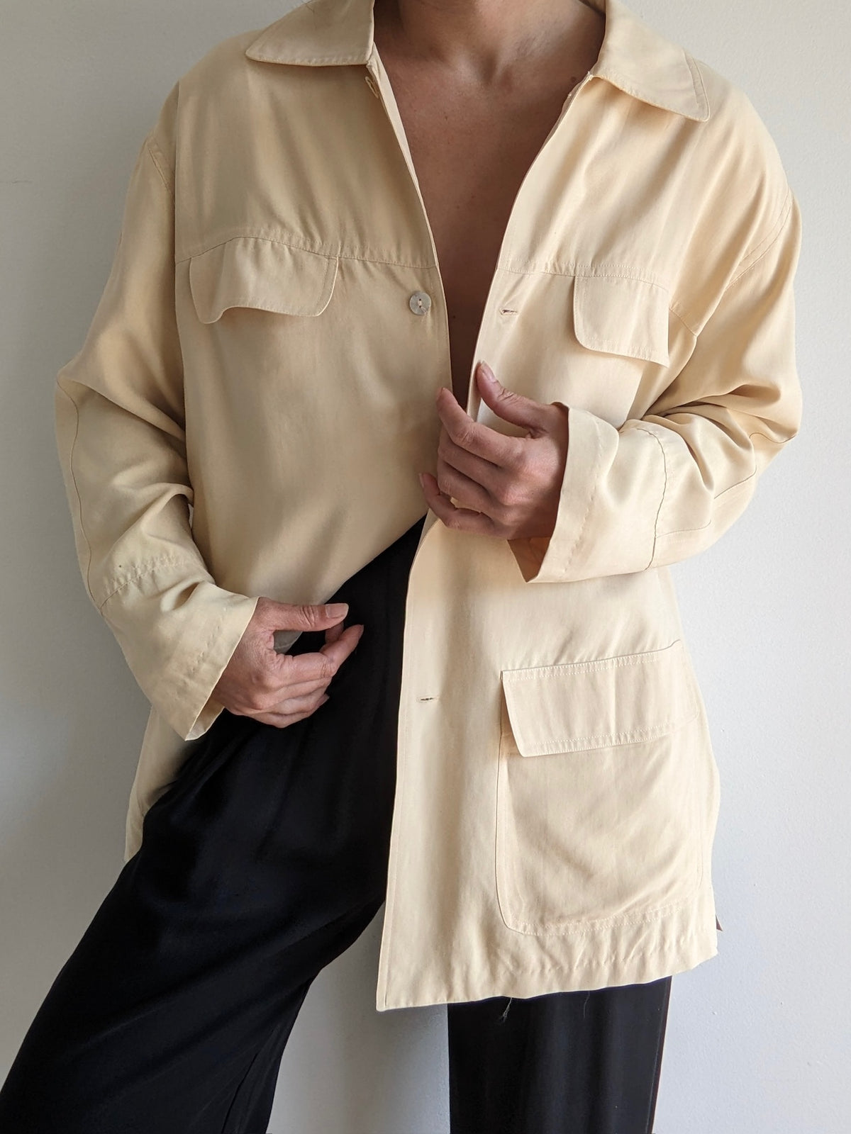 Vintage Buttercream Silk Chore Coat