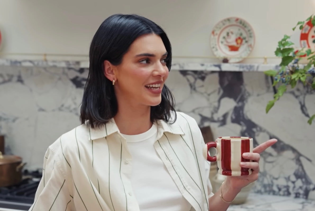 Burgundy Striped Handwarmer Mug