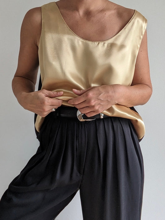 Vintage Reversible Color Block Satin Tank