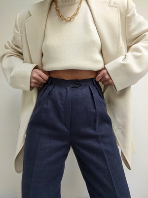 Vintage Ocean Linen Pleated Trousers