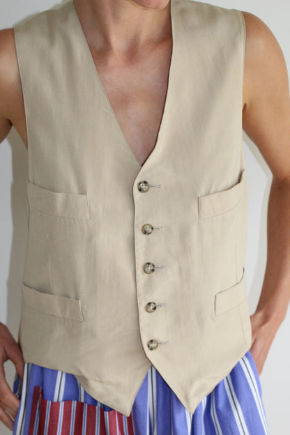 90s Vintage Sand Silk Vest