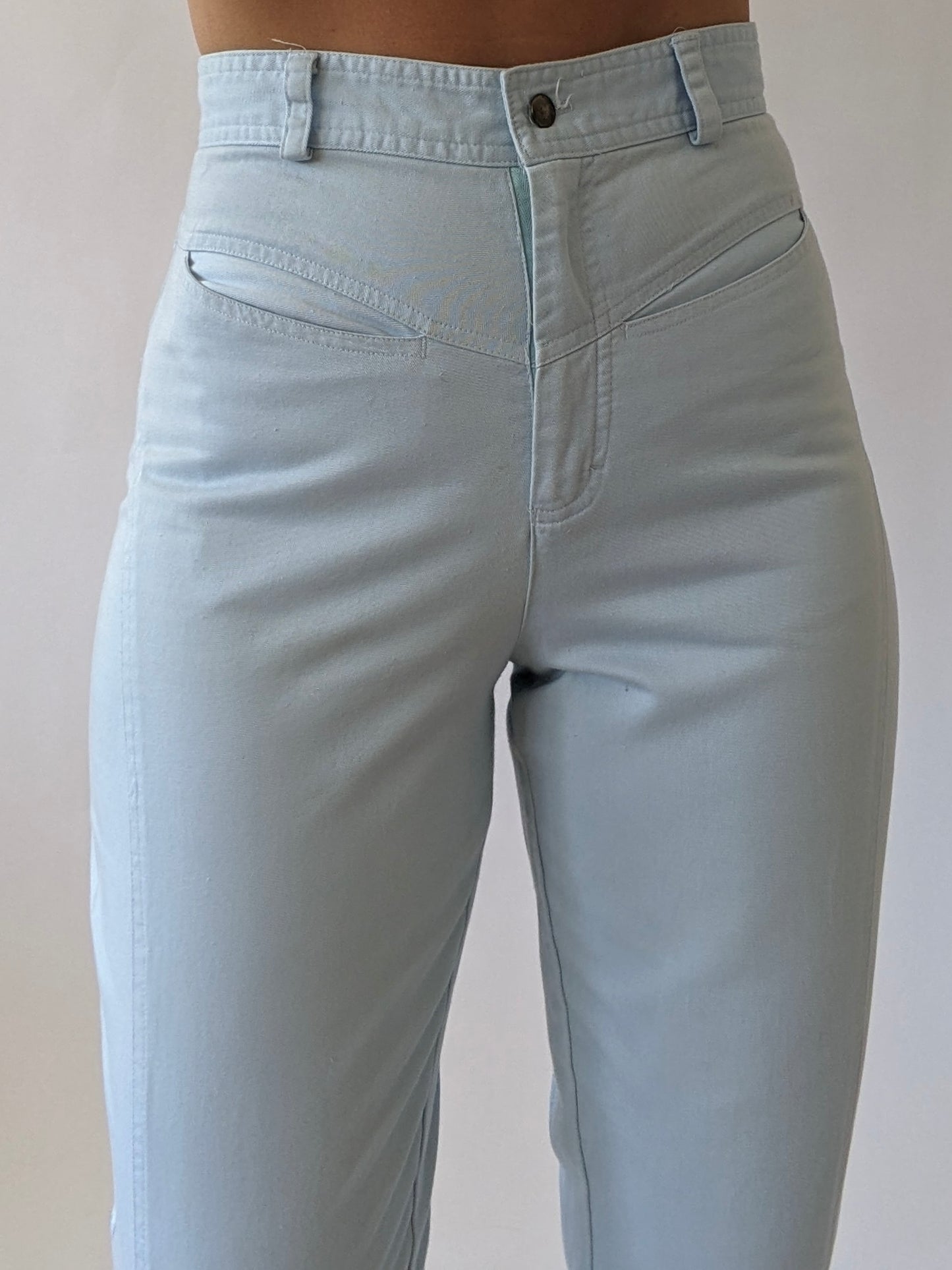 Vintage Sky Blue Twilled Cotton Pants