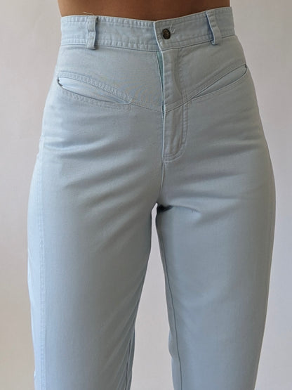 Vintage Sky Blue Twilled Cotton Pants