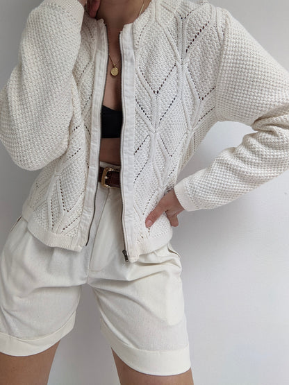 Beautiful Vintage Ivory Knit Cardigan