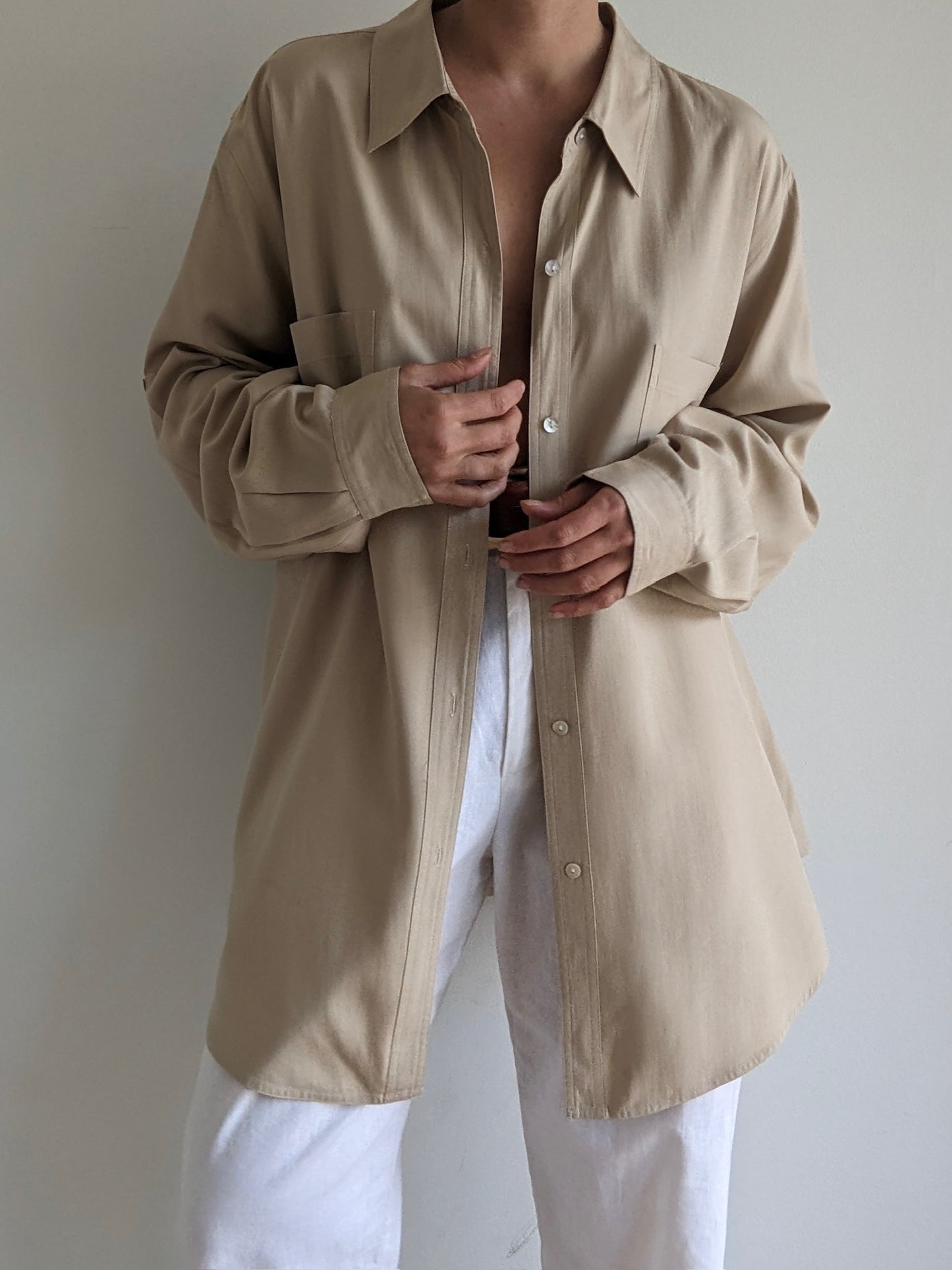 Vintage Sand Silk Blouse