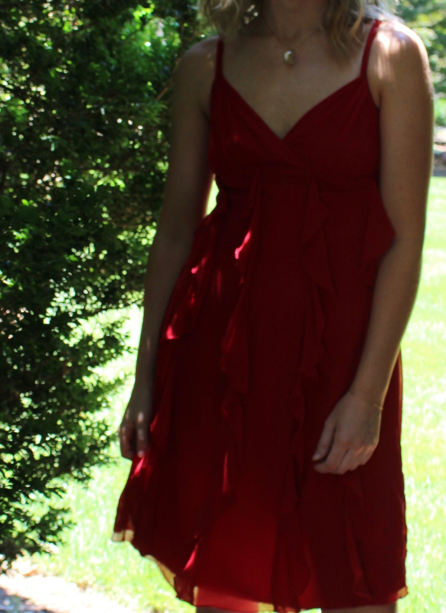 Vintage Chili Ruffled Silk Dress