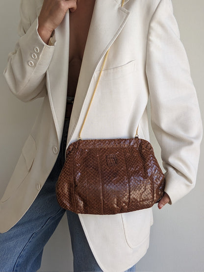 Vintage Anne Klein Snakeskin Clutch Purse