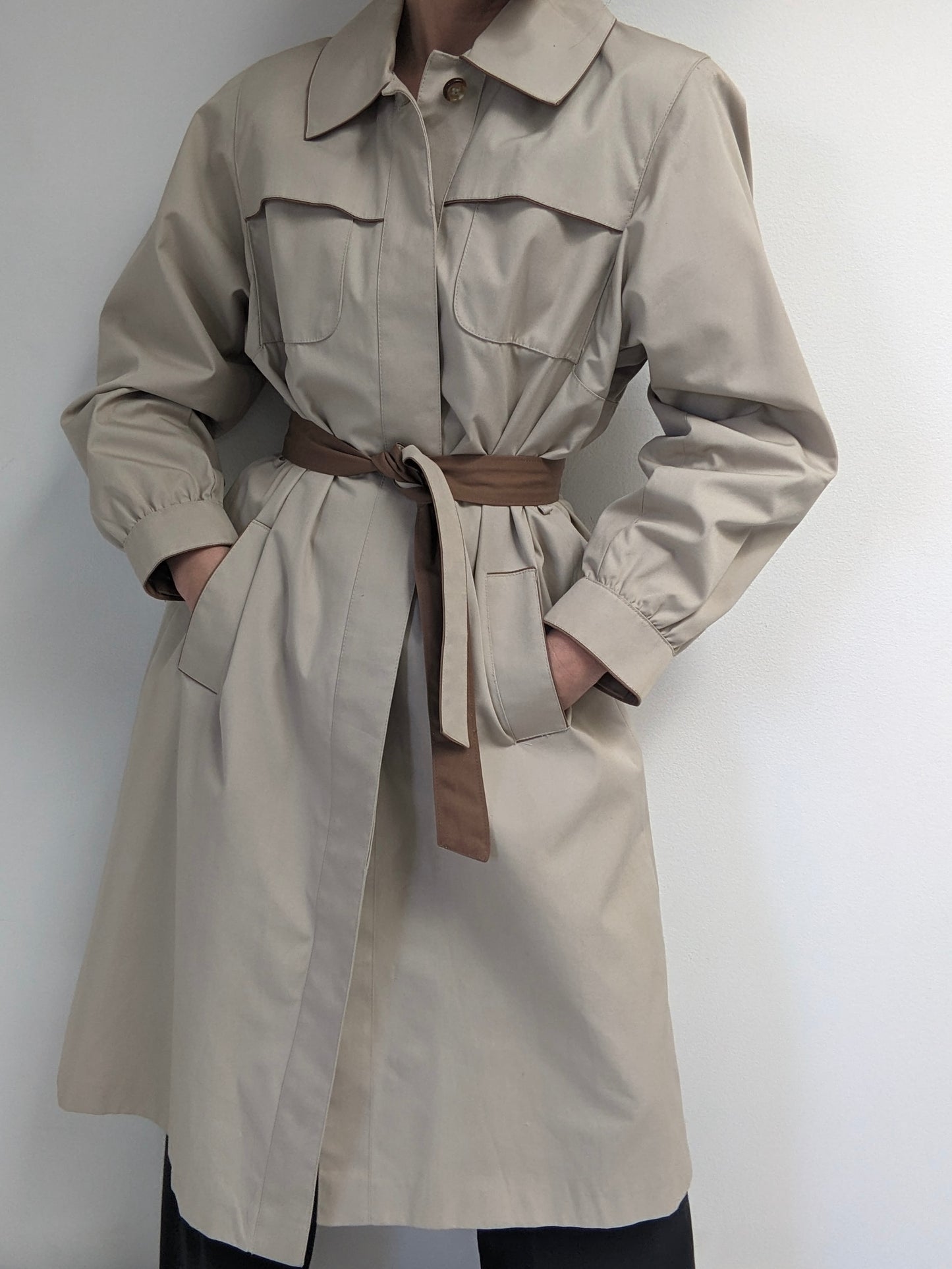 Vintage Belted Khaki Trench Coat