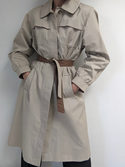 Vintage Belted Khaki Trench Coat