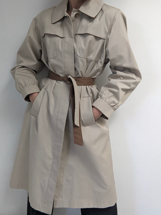 Vintage Belted Khaki Trench Coat