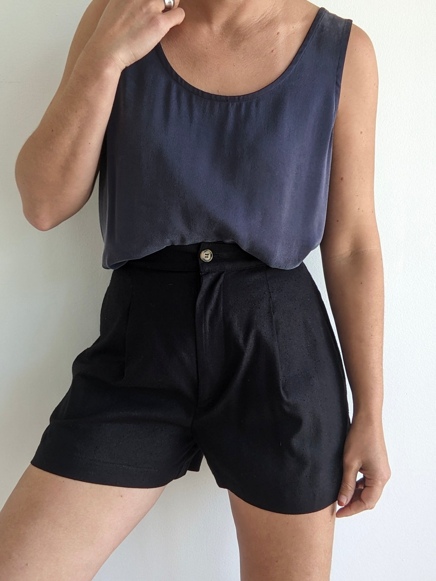 Vintage Faded Black Silk Tank