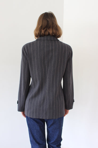 Vintage Graphite Pinstriped Wool Jacket