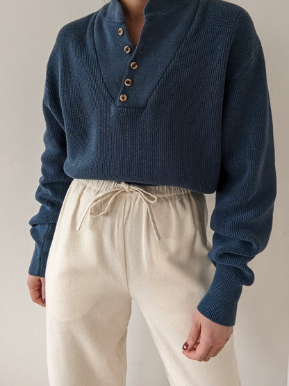 Favorite Vintage Faded Ocean Cotton Henley