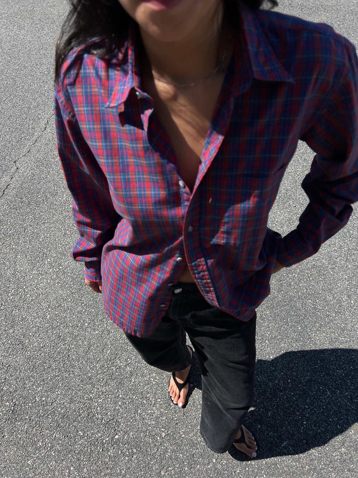 Vintage Yves Saint Laurent Crimson & Fern Plaid Button Up