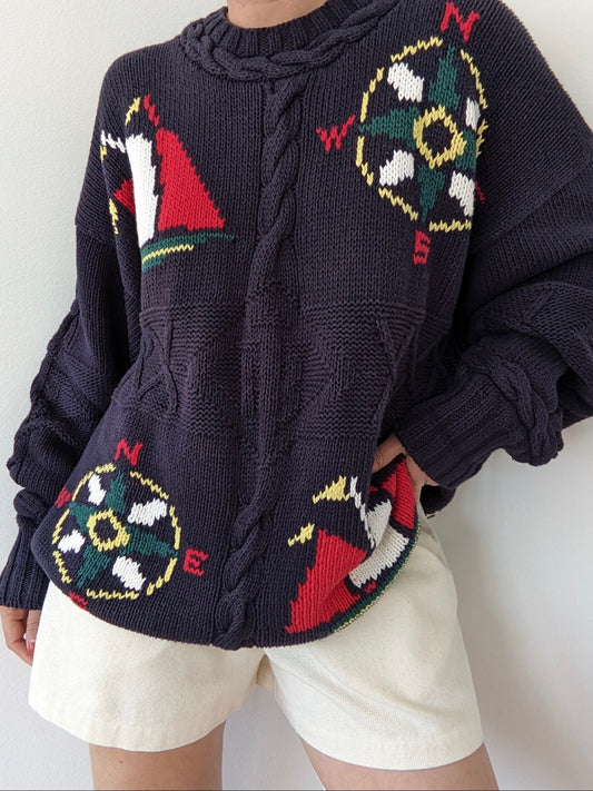 Vintage Guess Nautical Cotton Sweater