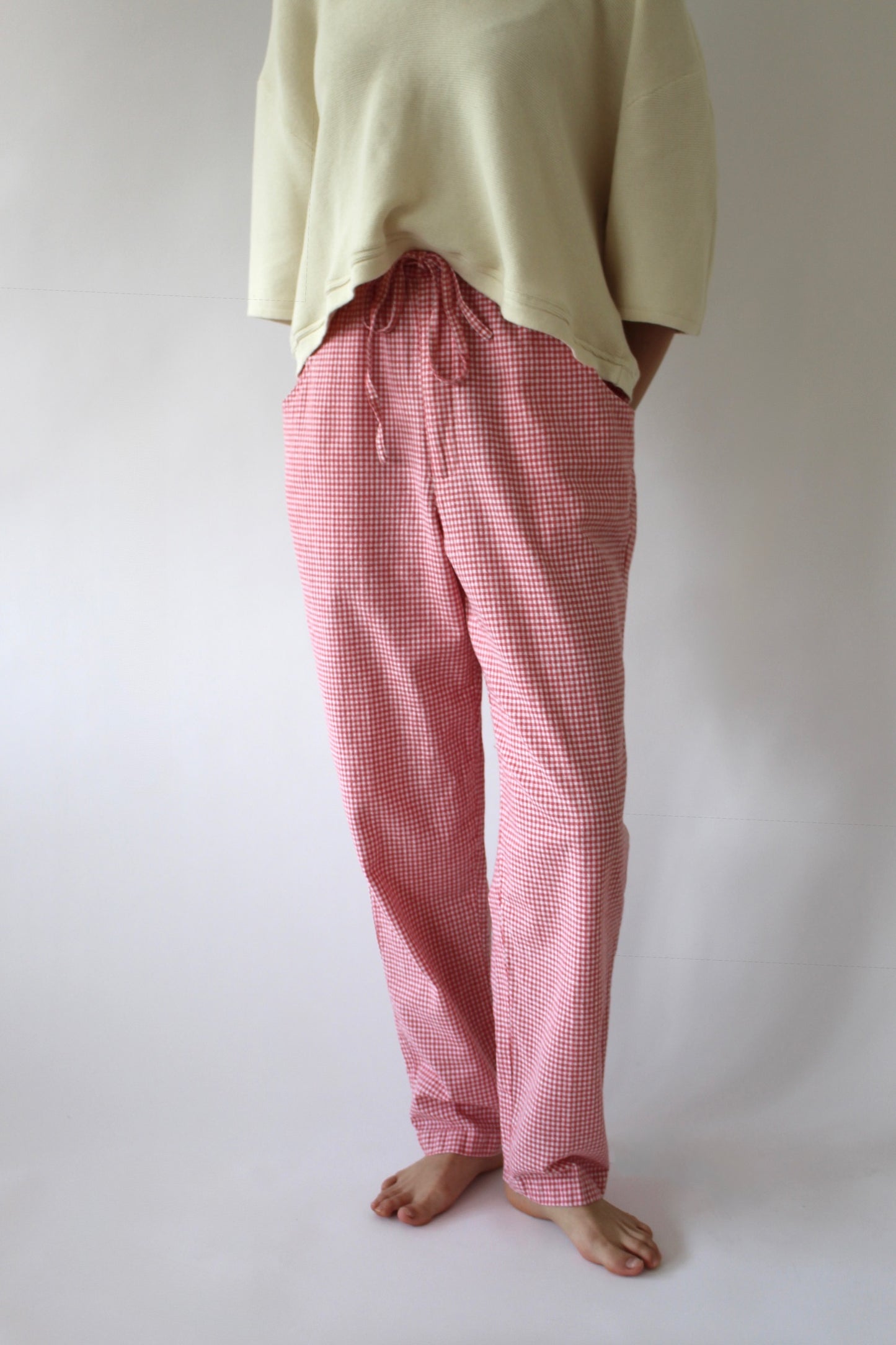 Vintage Raspberry Gingham Linen Pants