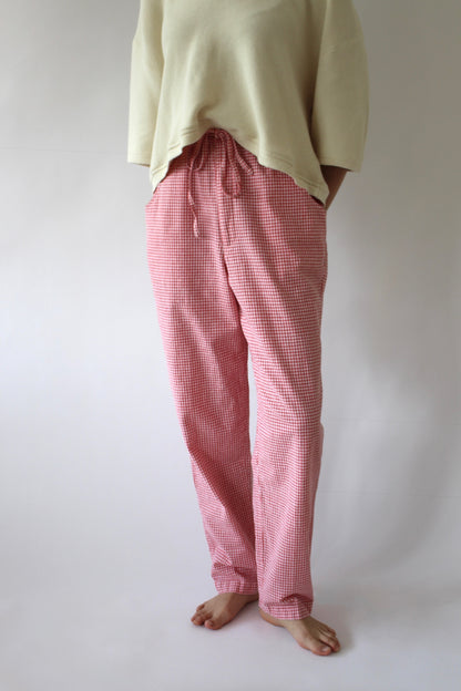 Vintage Raspberry Gingham Linen Pants