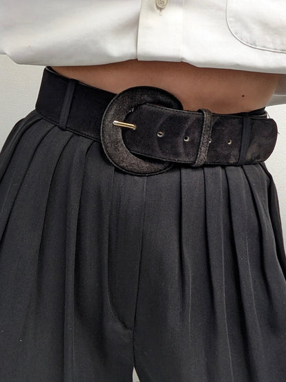 Vintage Onyx Wide Suede Belt