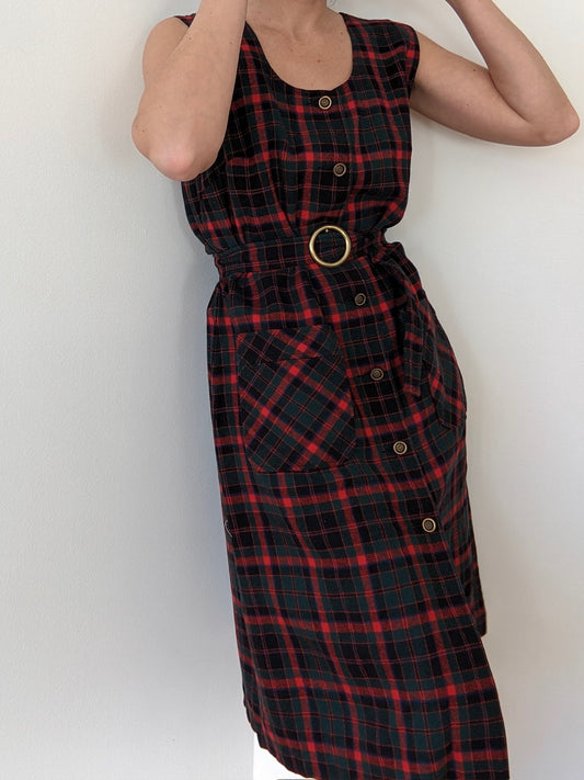 Vintage Pendleton Belted Plaid Wool Dress
