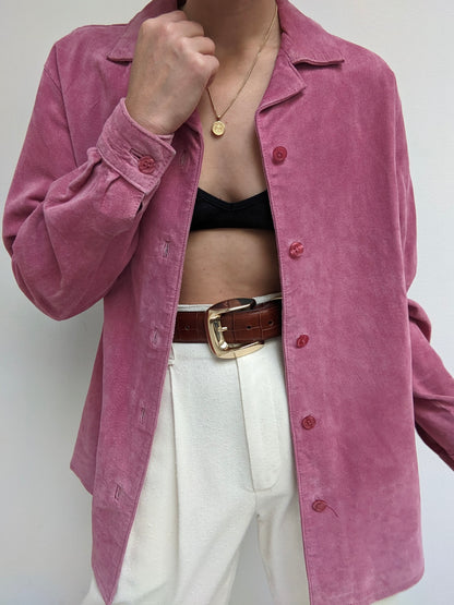 Vintage Rose Suede Shirt Jacket