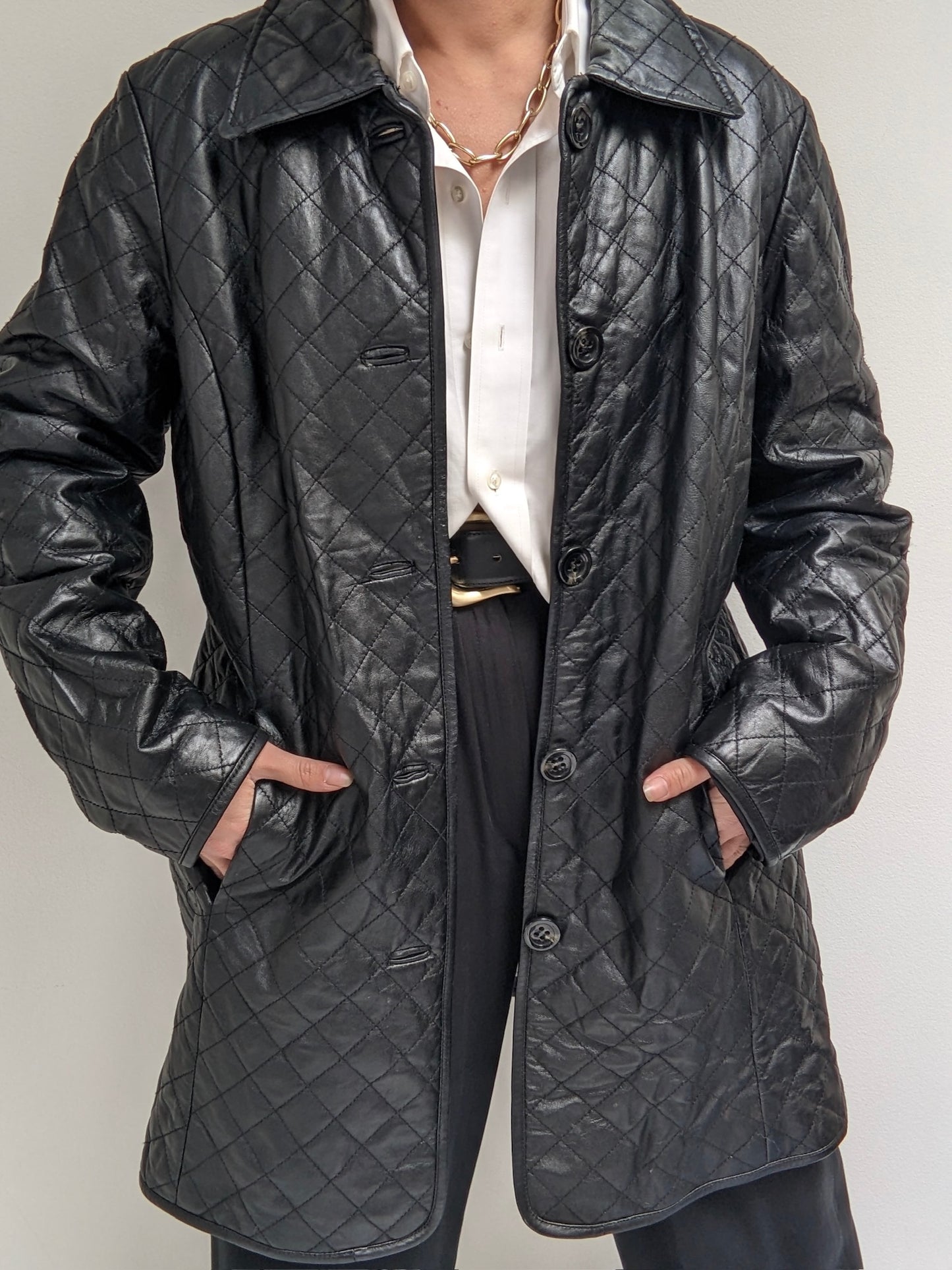 Vintage Ink Quilted Lamb Leather Jacket