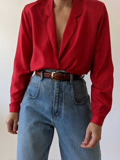 Vintage Chili Silk Blouse