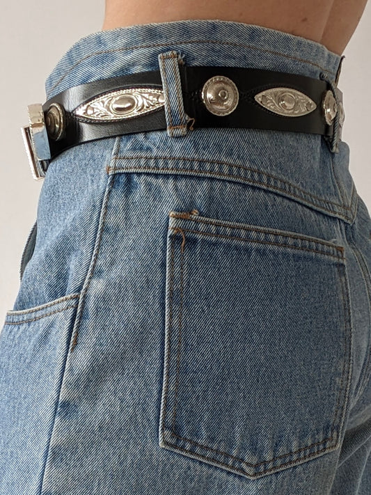 Statement Vintage Western Silver Hardware & Leather Belt