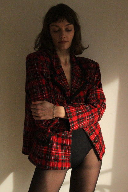 Vintage Holly Woven Plaid Blazer