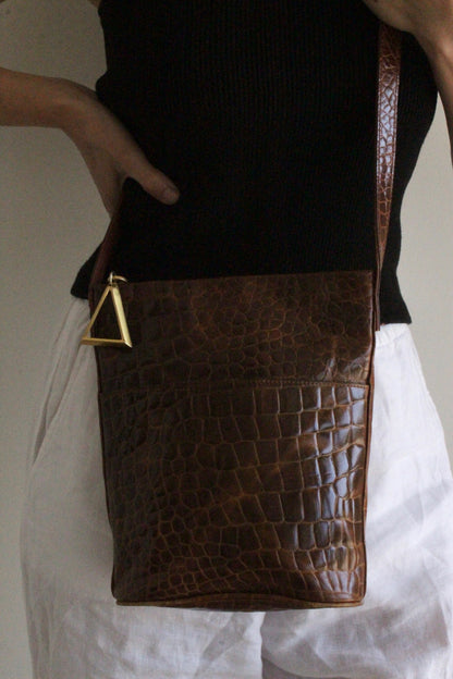 Incredible Vintage Croc-Embossed Leather Purse