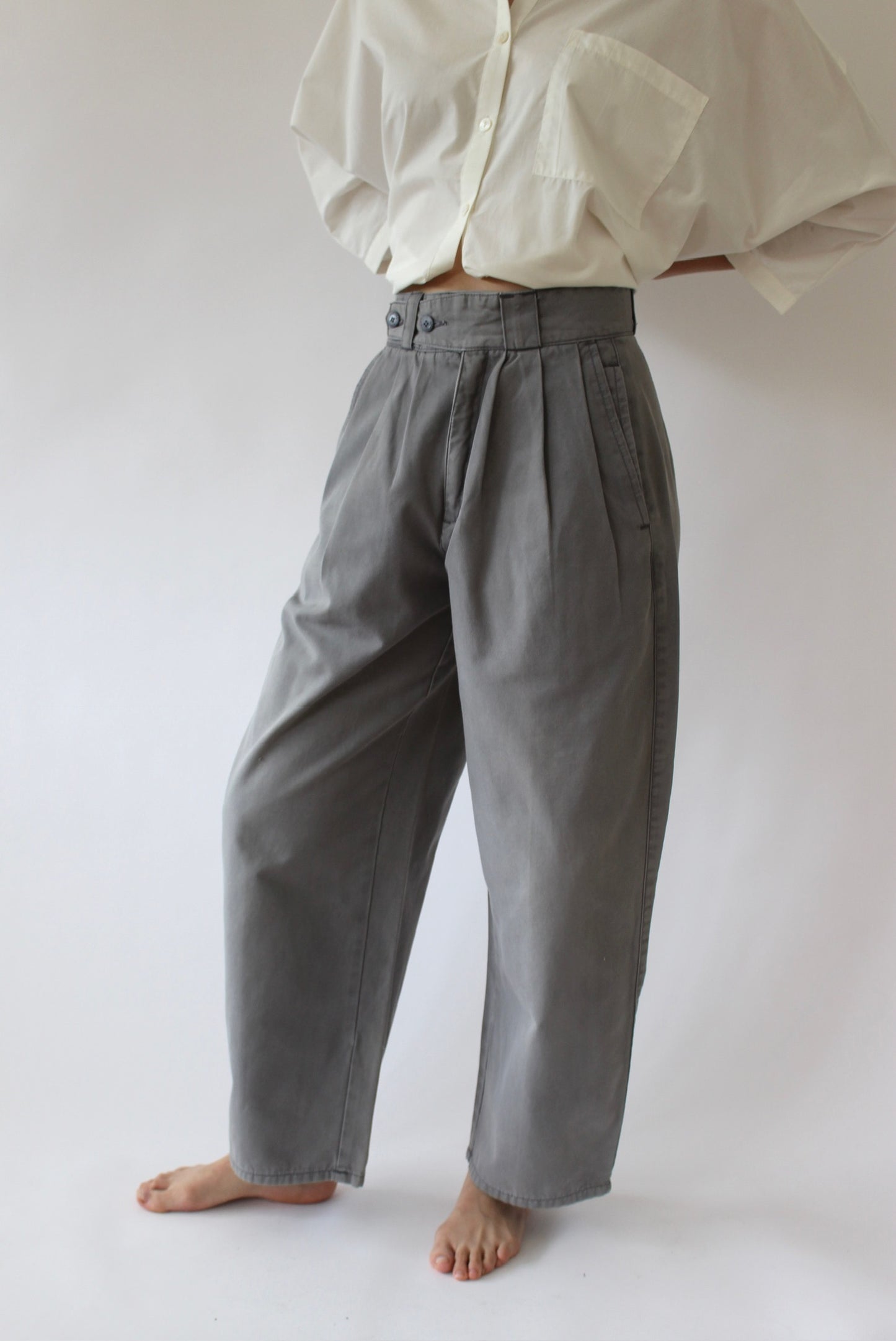 Vintage Slate Wide-Leg Trousers