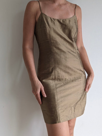 Vintage Bronze Brushed Silk Slip Dress