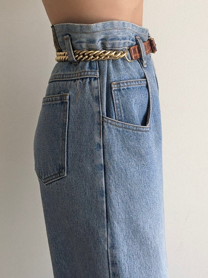 Favorite Vintage Gold Chain & Embossed Leather Belt