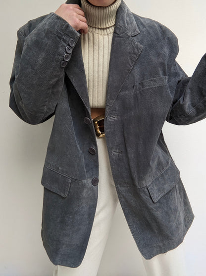 Vintage Stone Blue Suede Jacket