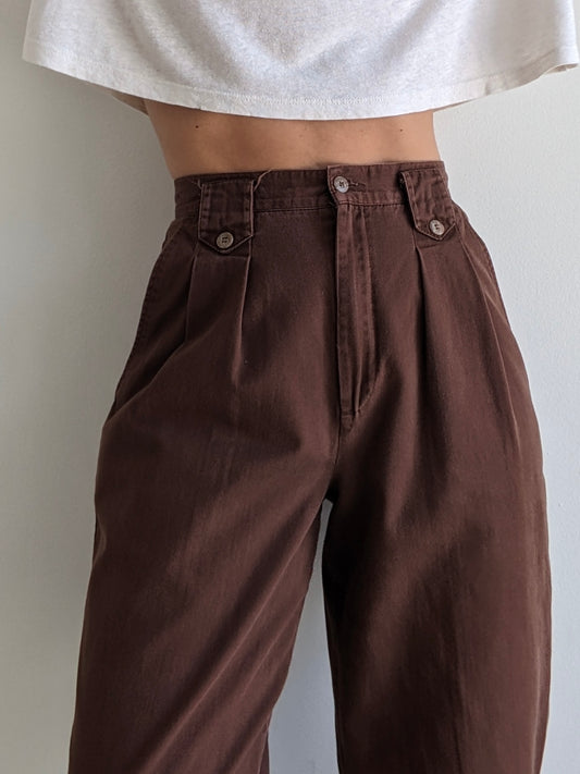Vintage Palmetto's Cocoa Pleated Trousers