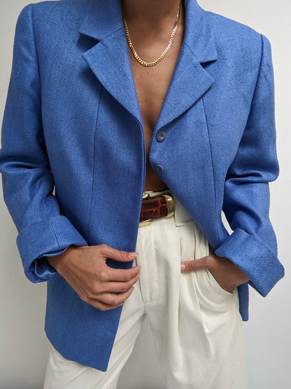 Vintage Cerulean Woven Sik Blazer