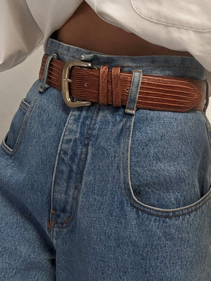 Vintage Whiskey Reptile Embossed Leather Belt