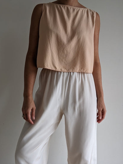 90s Cropped Peach Silk Top