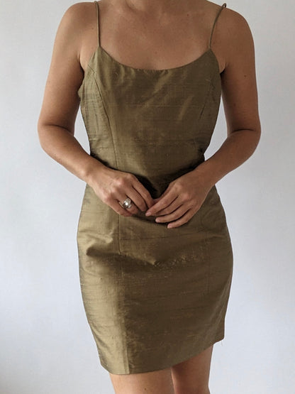 Vintage Bronze Brushed Silk Slip Dress