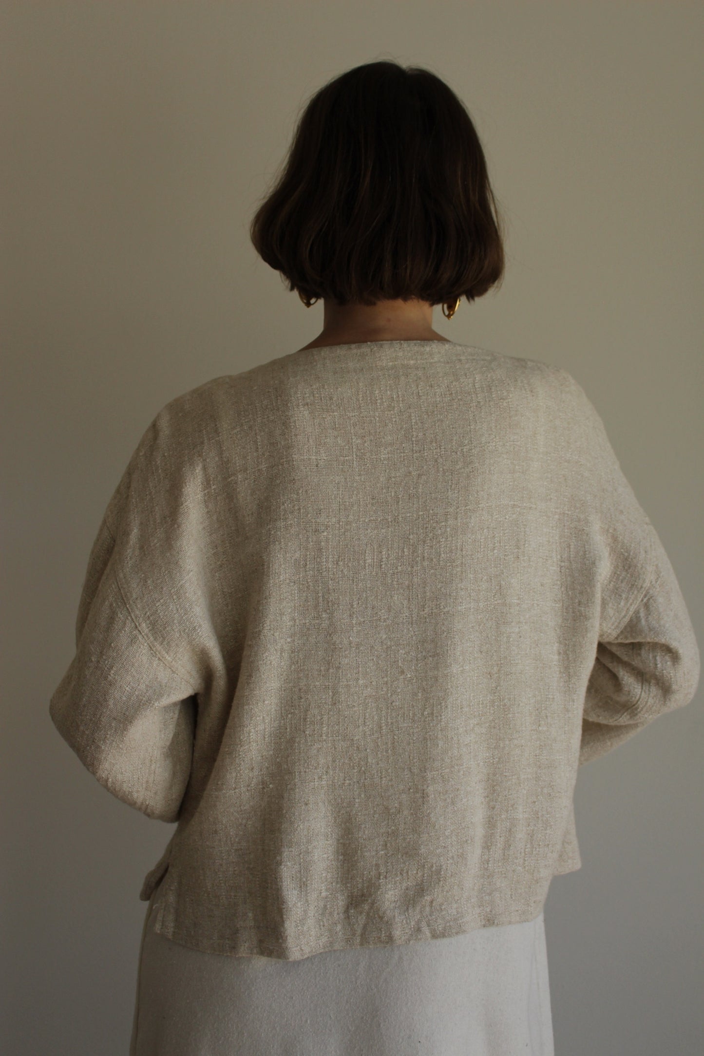Vintage Sand Woven Flax Cardigan