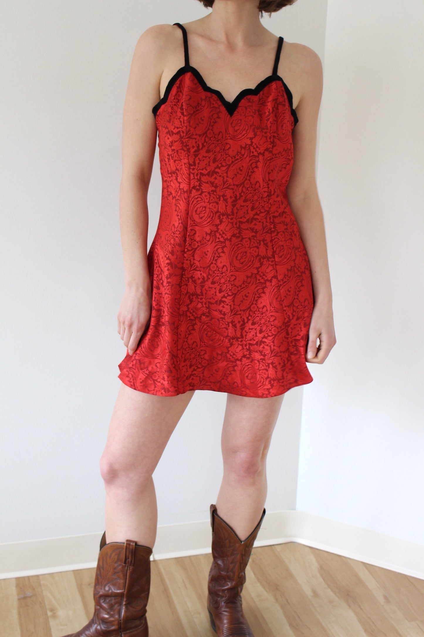 Vintage Victoria's Secret Crimson Floral Slip