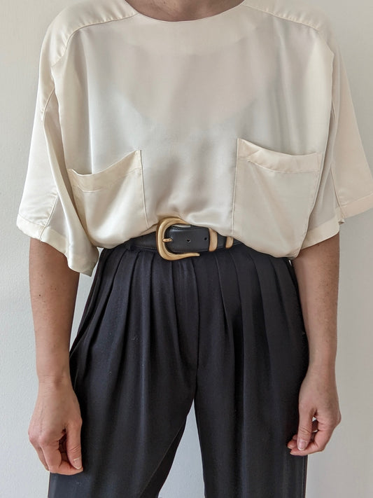 Vintage Pearl Satin Dolman Top