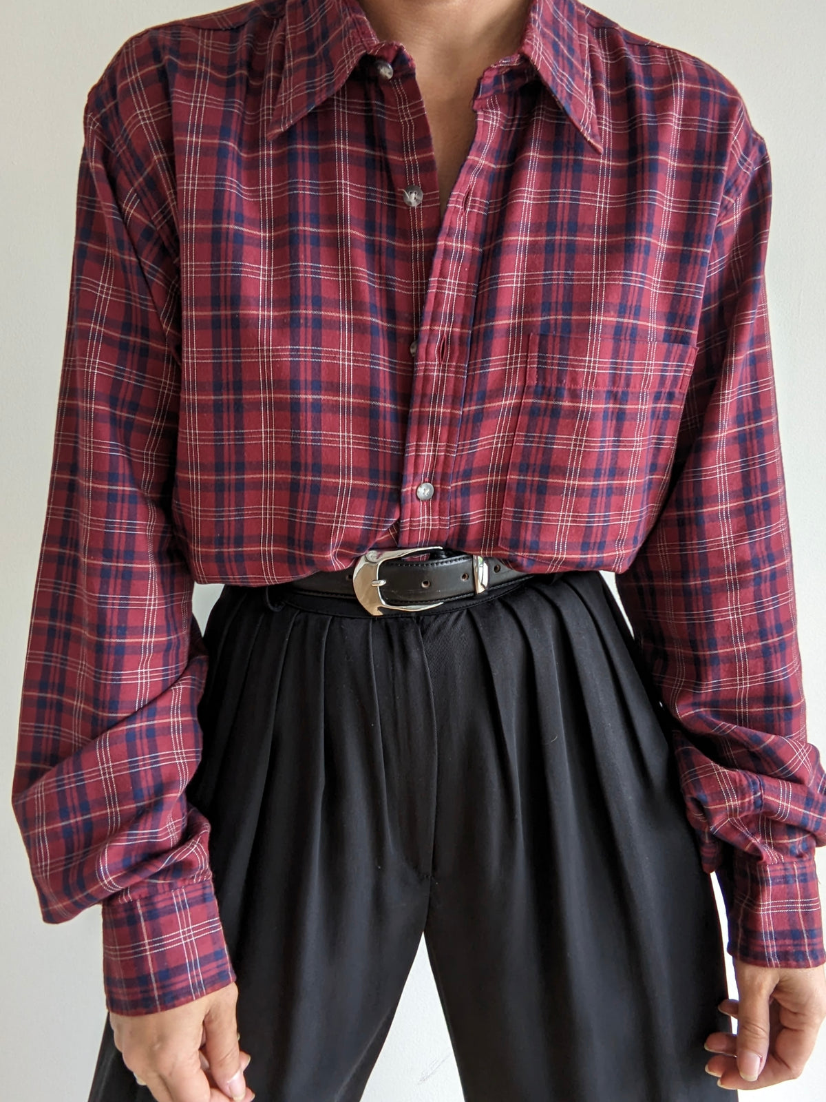 Vintage Yves Saint Laurent Plaid Cotton Shirt