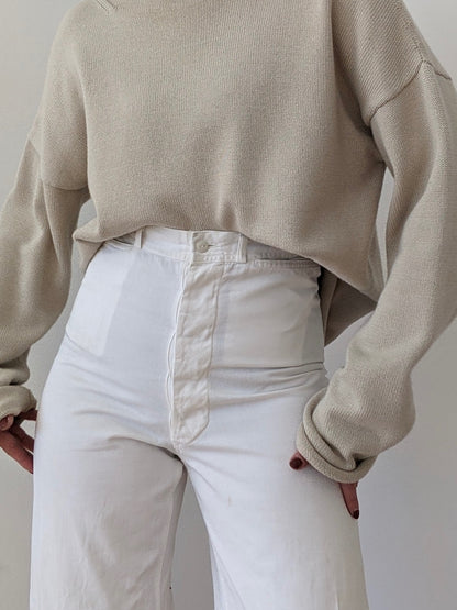 Amazing Vintage Eggshell Twilled Sailor Pants