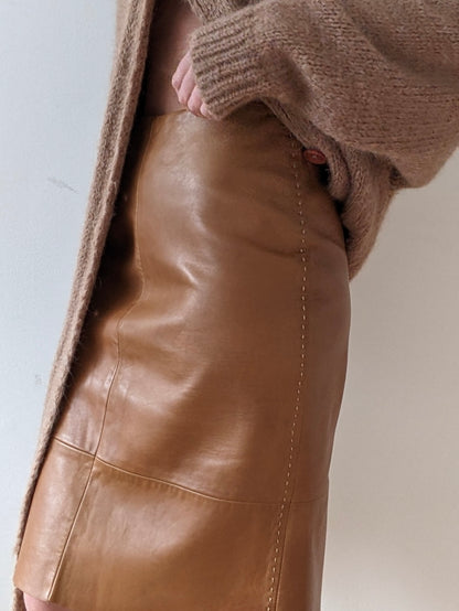 Beautiful Vintage Butterscotch Leather Skirt